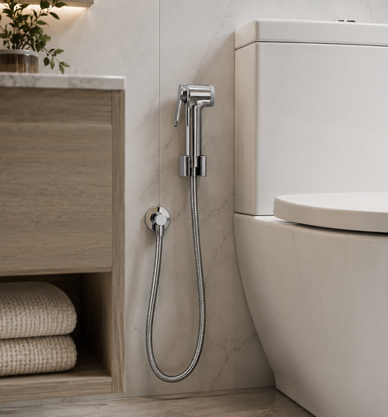Complete Muslim Shower Set with Hose & Wall Holder – Chrome Finish